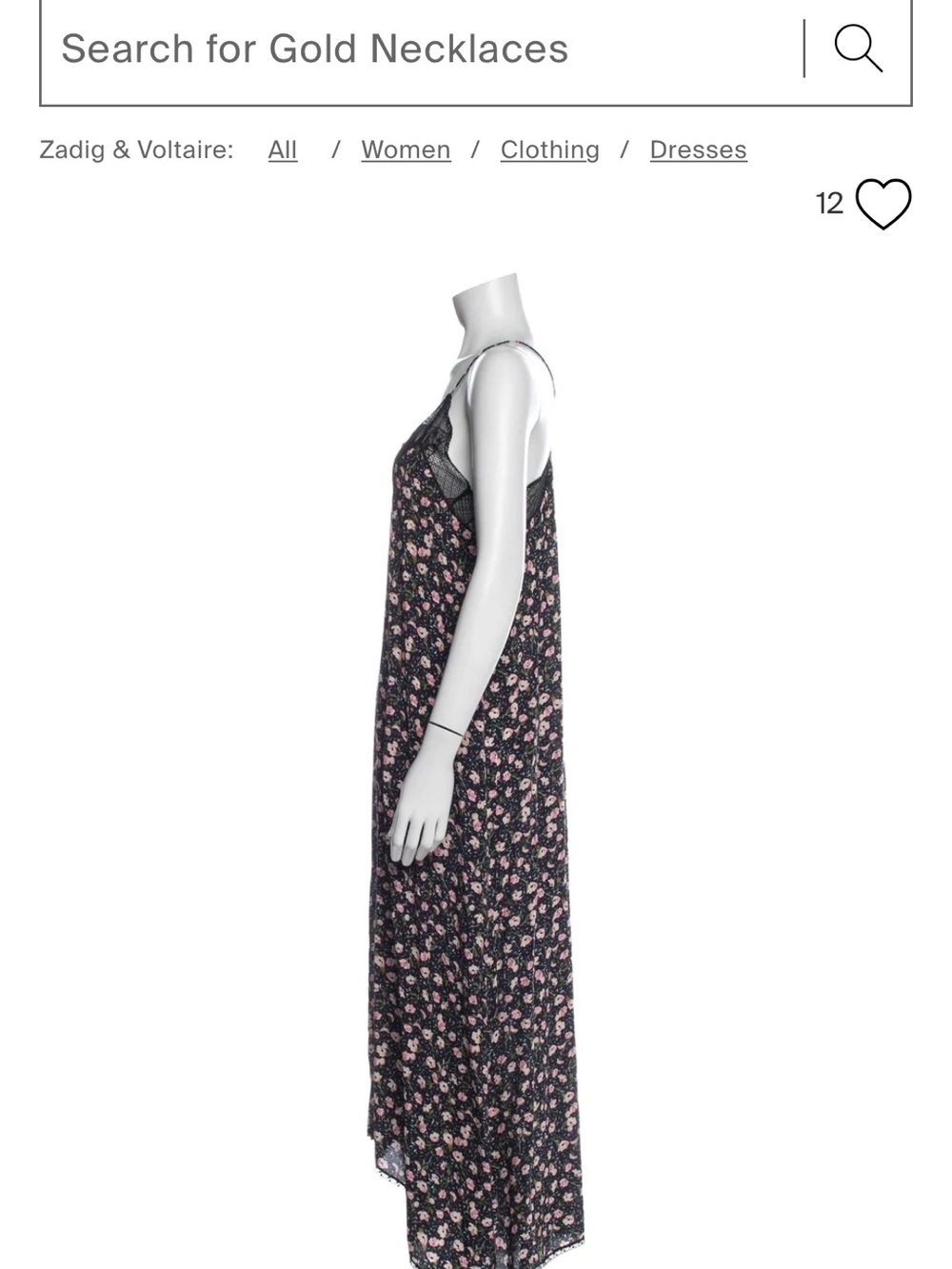 Zadig & Voltaire Black Floral Slip Dress with Pink Accents - Picture 2 of 8